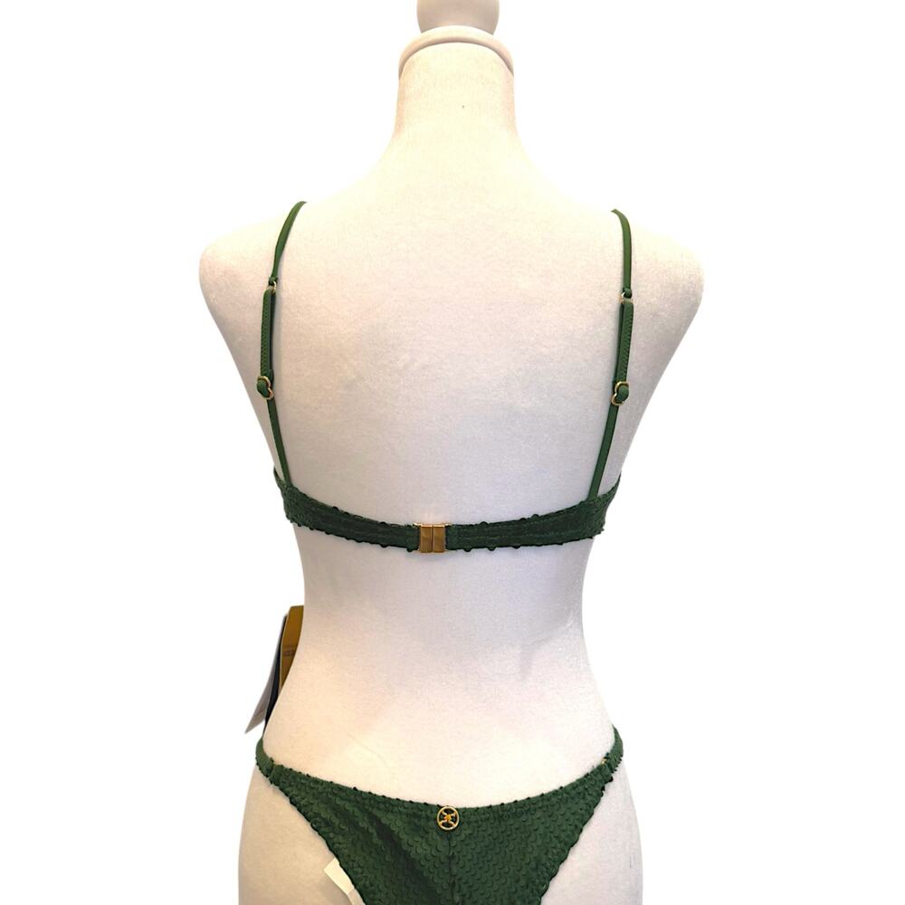 VIX PAULA HERMANNY Scales Luli Green Suede Bikini Set Small NWT - Picture 5 of 6